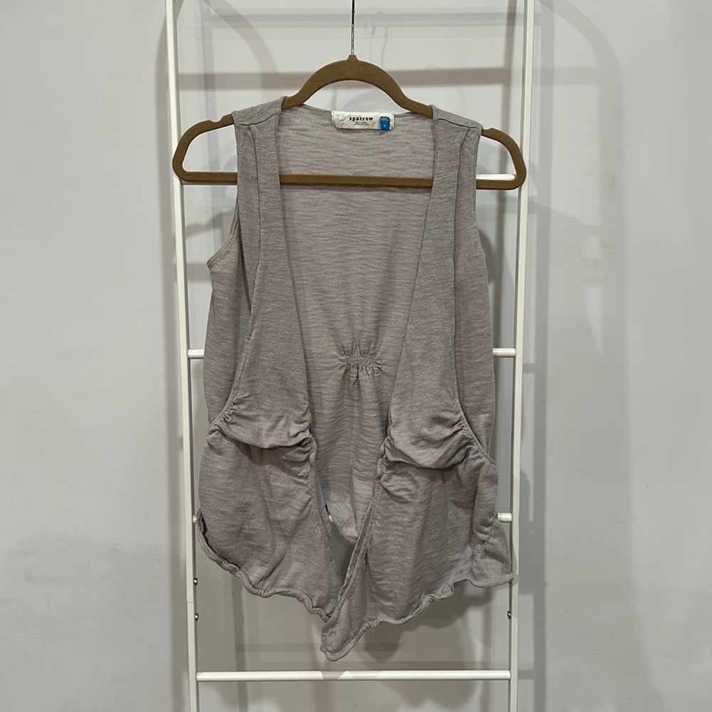 Anthropologie / Sparrow Tunic Length Gray Knit Drape Vest - Size Small